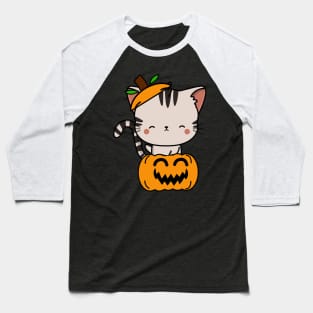 Funny tabby cat is in a pumpkin Baseball T-Shirt